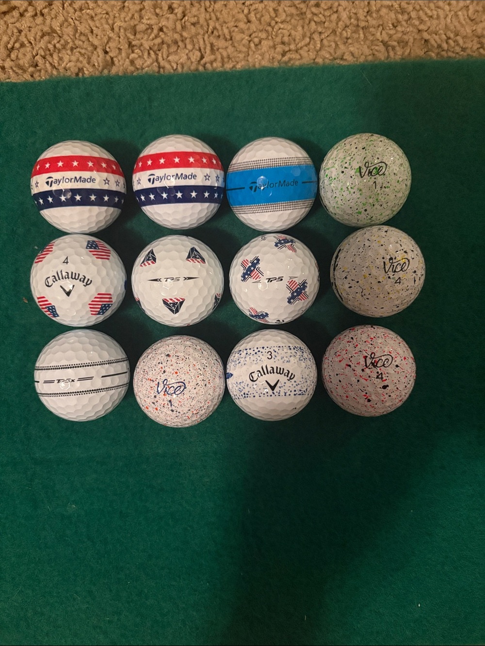 TaylorMade White Golf Balls with Blue and Red Accents
